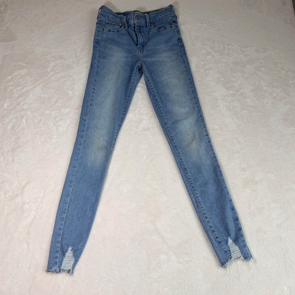 Levis 720 High Rise Super Skinny Jeans Womens 26 Light Wash Grunge Y2K Denim